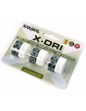 Karakal X-Dri Overwrap Grip 3pk -  White